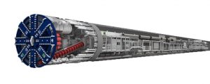 How is the head of a giant tunnelling machine