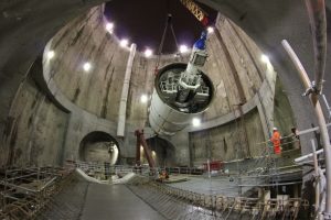 One of the Crossrail tunnelling machines (TBM) working underground One of the Crossrail tunnelling machines (TBM) working underground