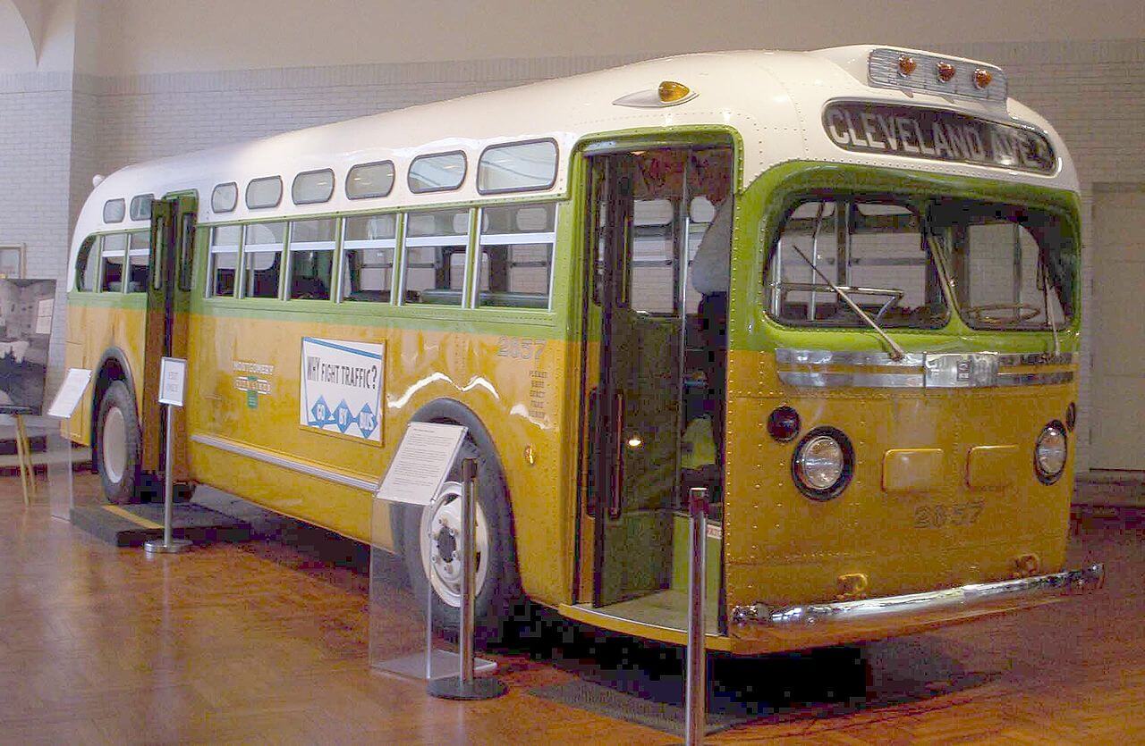 Original bus, restored, where the incident between Rosa Parks and James Blake occurred. Original bus, restored, where the incident between Rosa Parks and James Blake occurred.