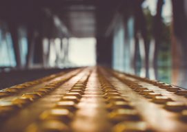 Photo of a section of tactile paving marking the end of a walkway
