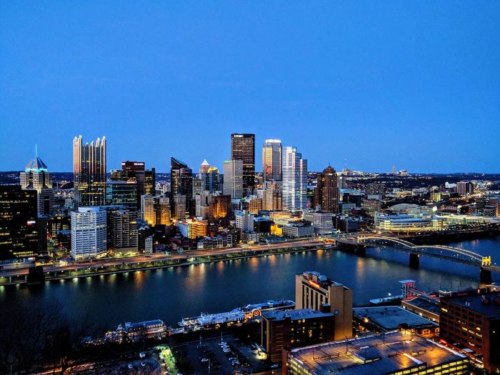 Aerial view of the city of Pittsburgh