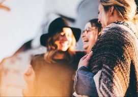 a group of people smiling