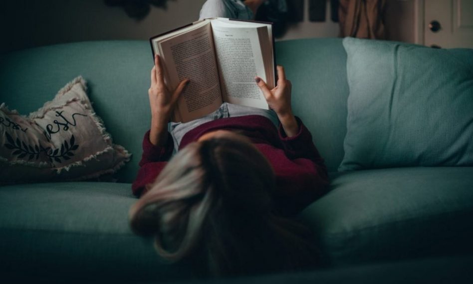 woman reading a book