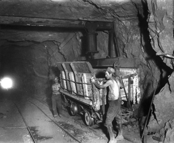 Men working on the diversion tunnels at Hoover Dam