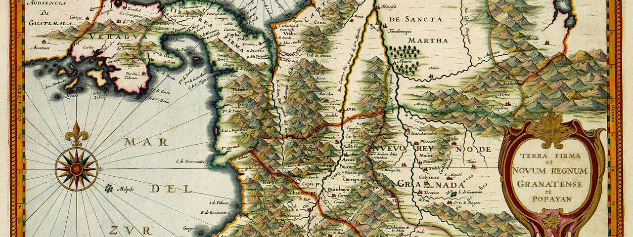 Map of the northwest coast of South America and the southern part of Central America