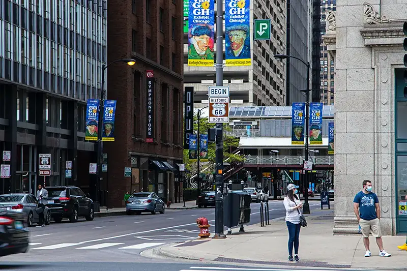 Start of Route 66 in Chicago (U.S.A.)