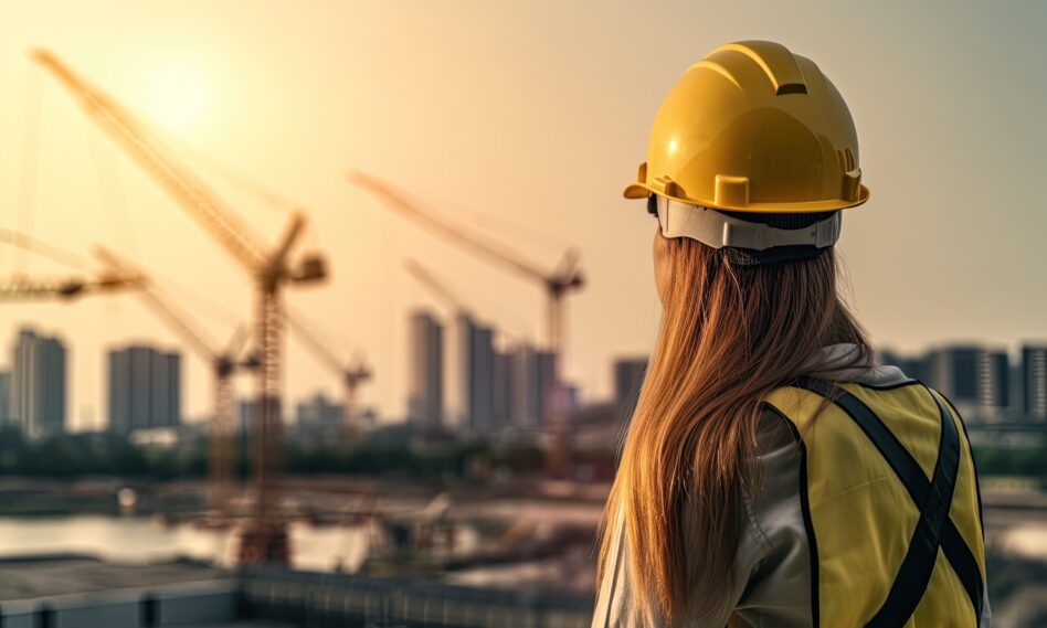Arquitecta observando obra