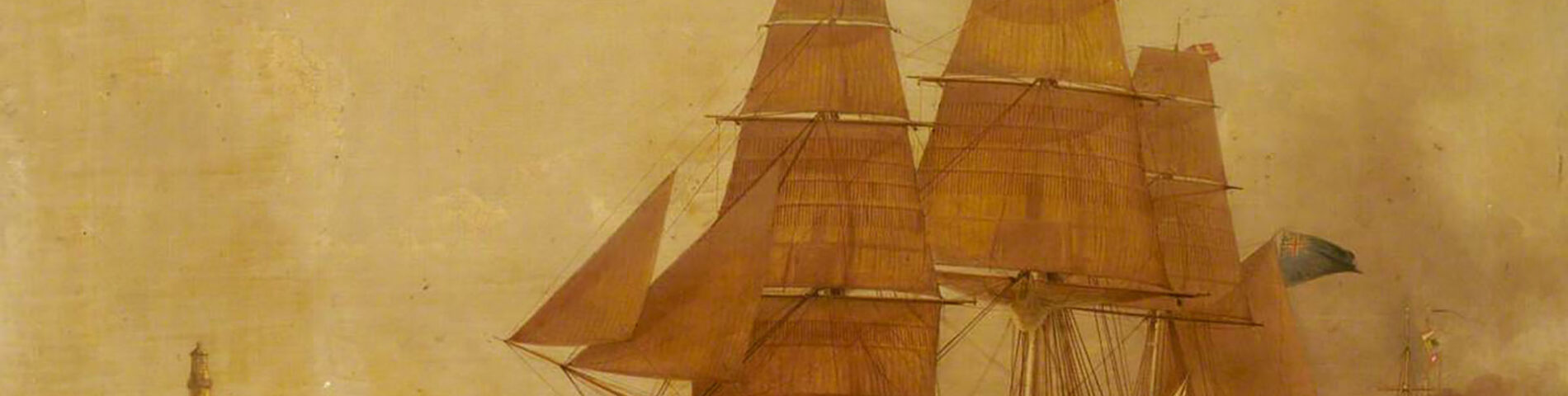 Pintura de Charles Henry Seaforth con el faro de John Smeaton al fondo 